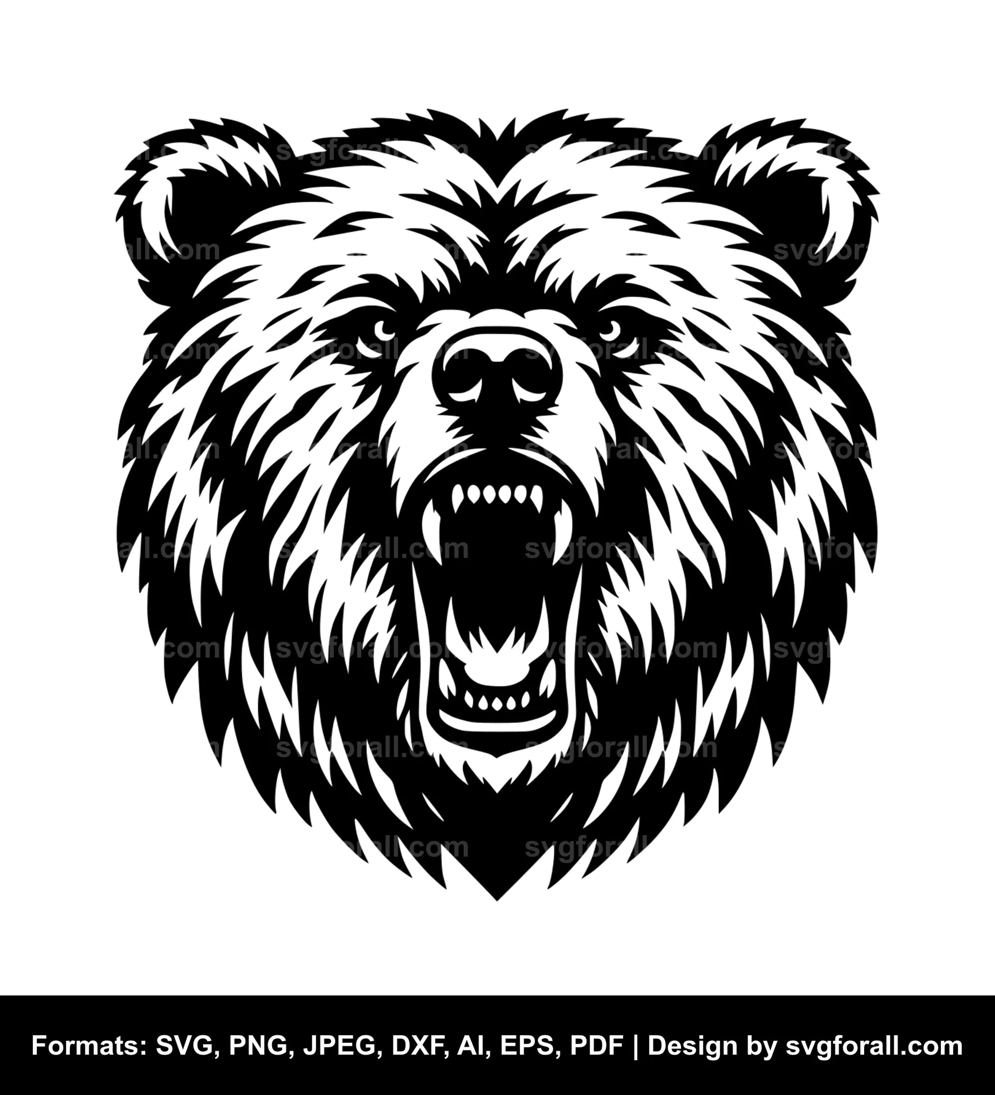 Grizzly Face Black SVG