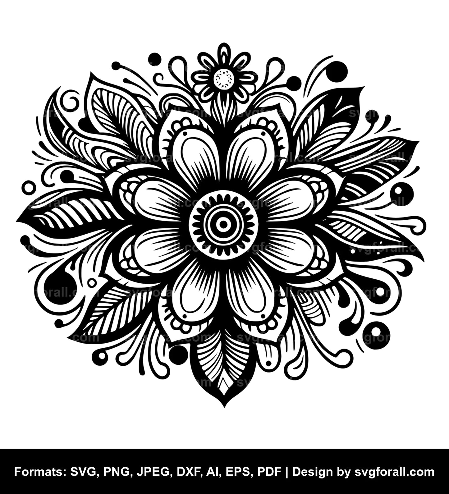 Groovy Flower Black SVG