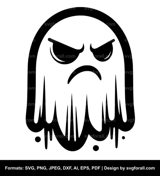 Grumpy Ghost Black SVG