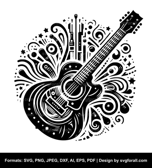 Guitar Black SVG PNG