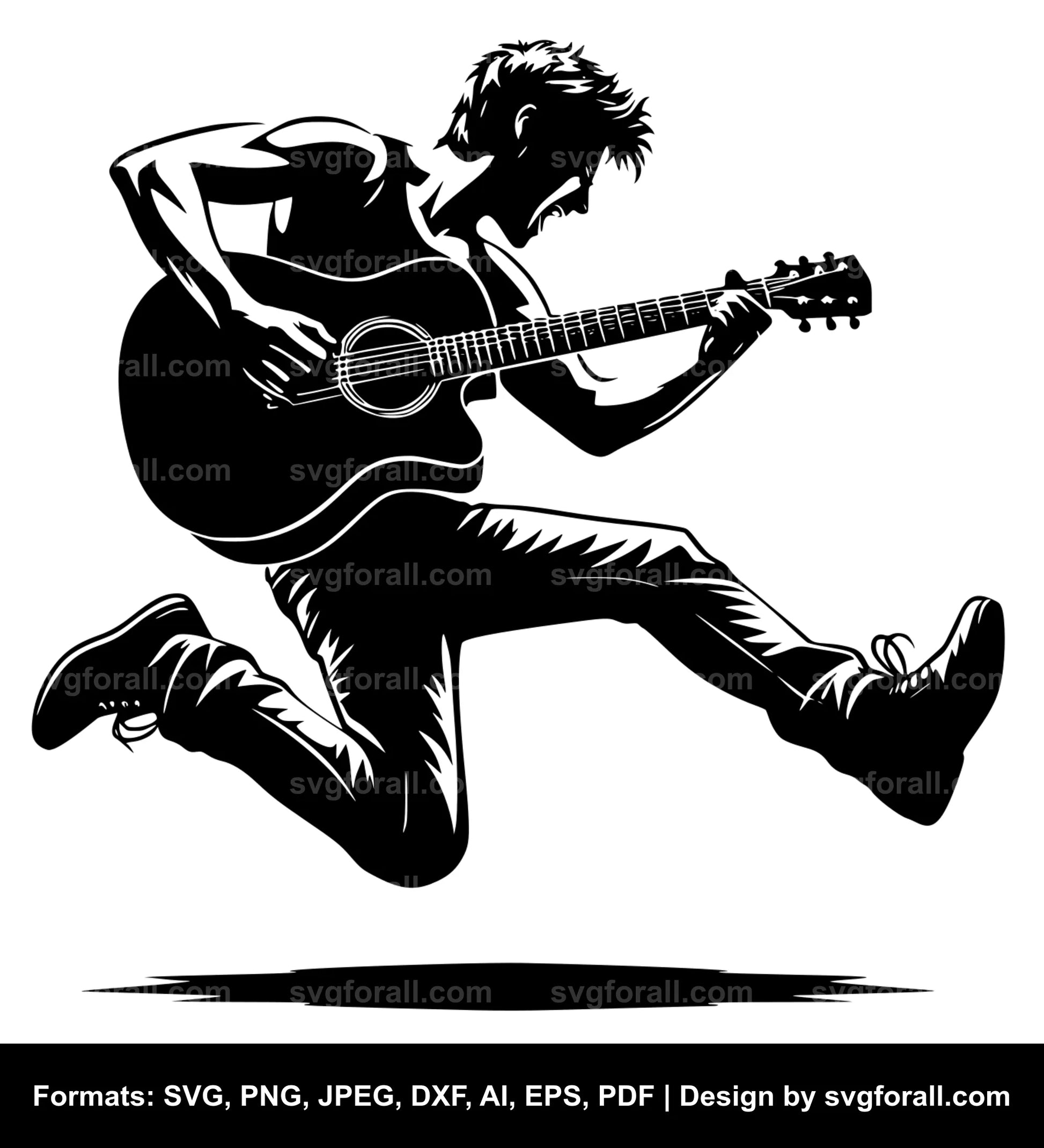 Guitar Player Jumping Cricut SVG