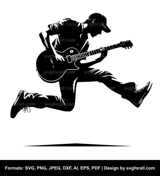 Guitar Player Jumping SVG