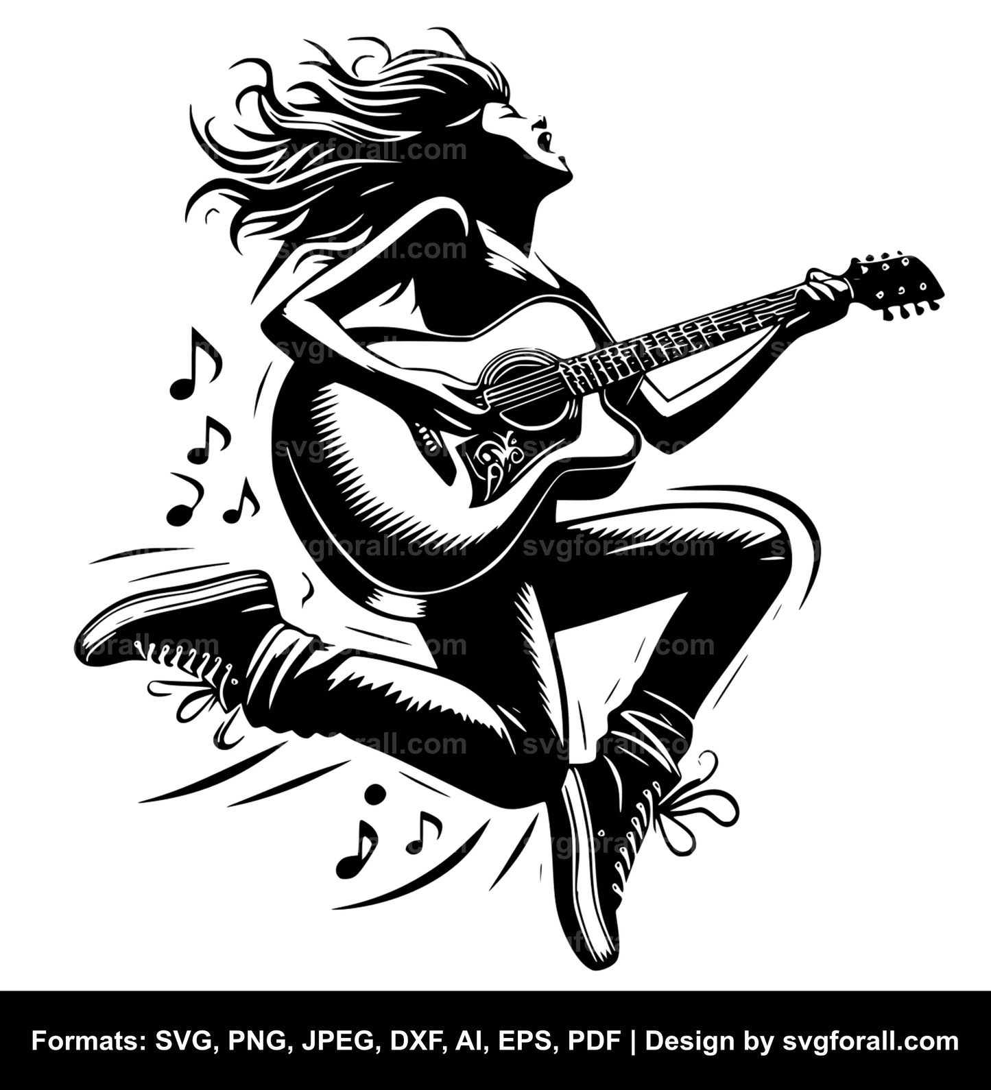 Guitar Player Jumping SVG File