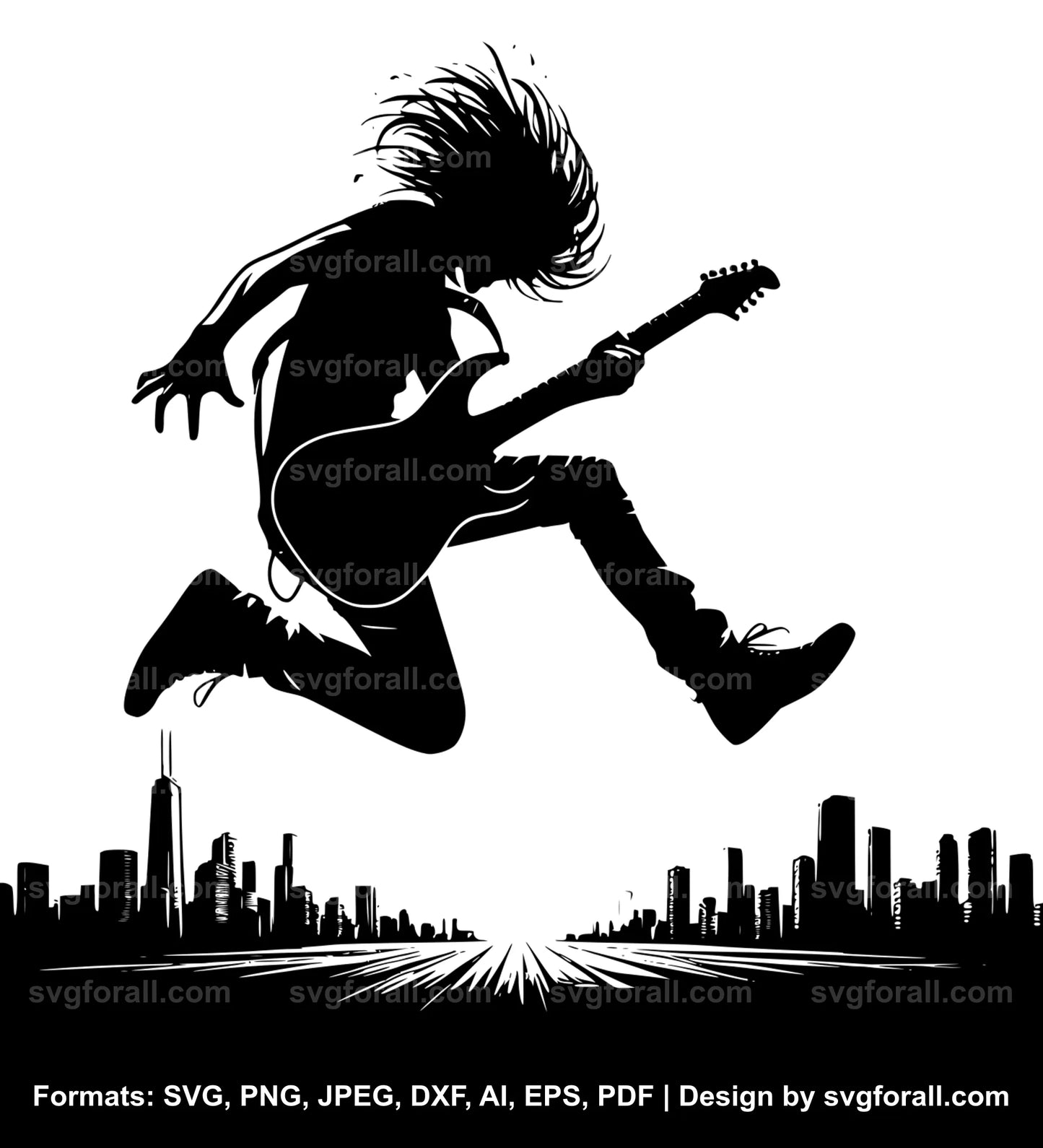 Guitar Player Jumping SVG PNG