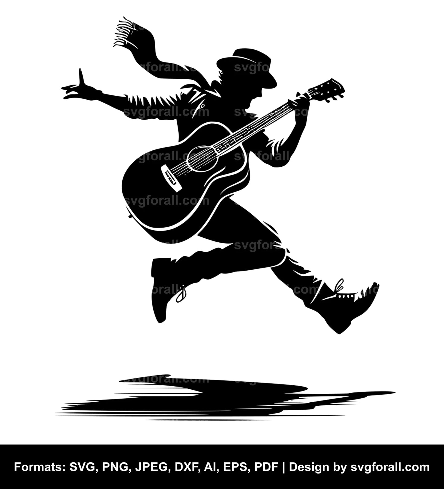 Guitar Player Jumping SVG Vector