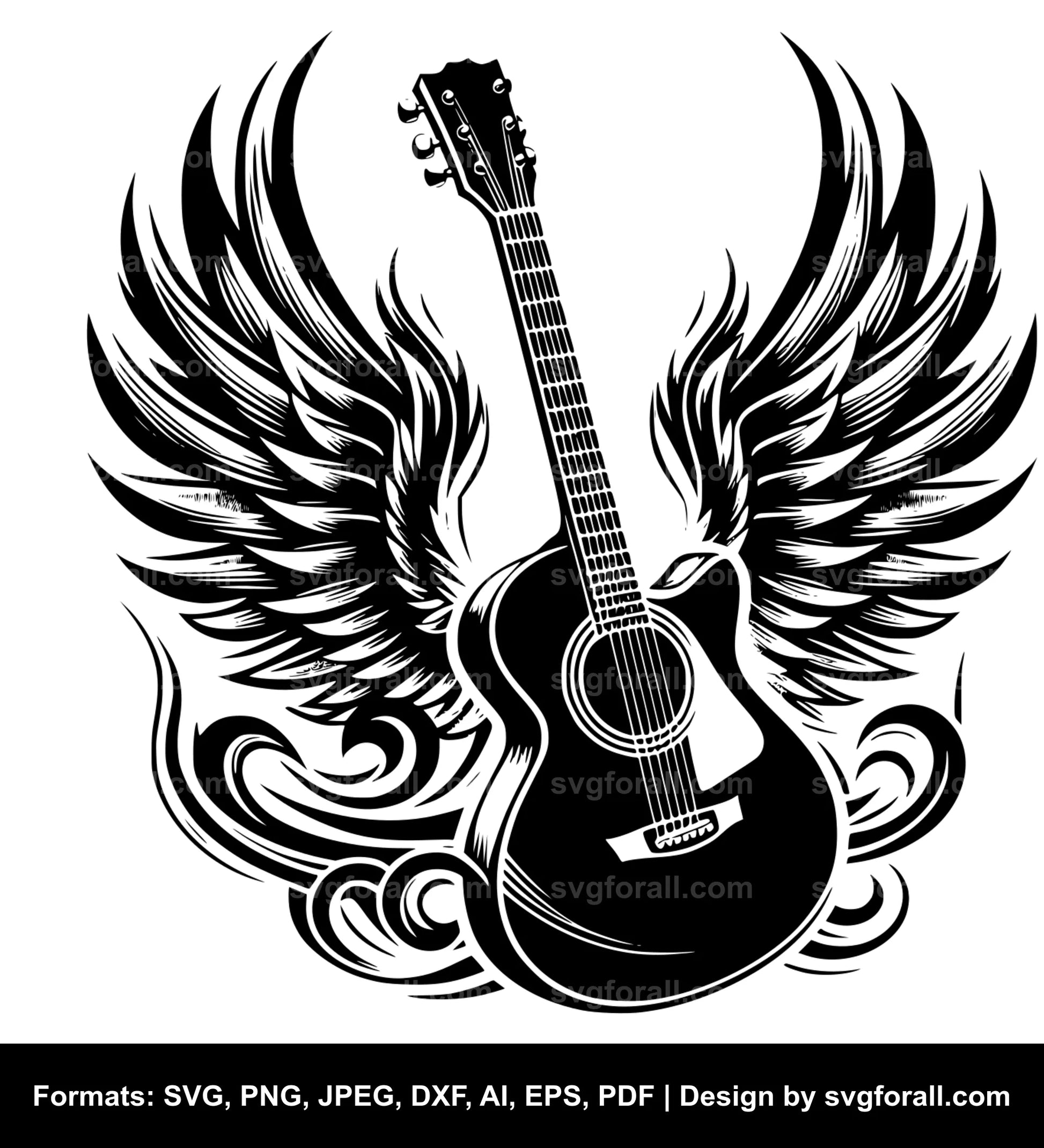 Guitar With Wings SVG File