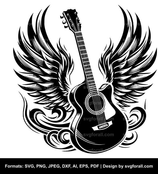 Guitar With Wings SVG File