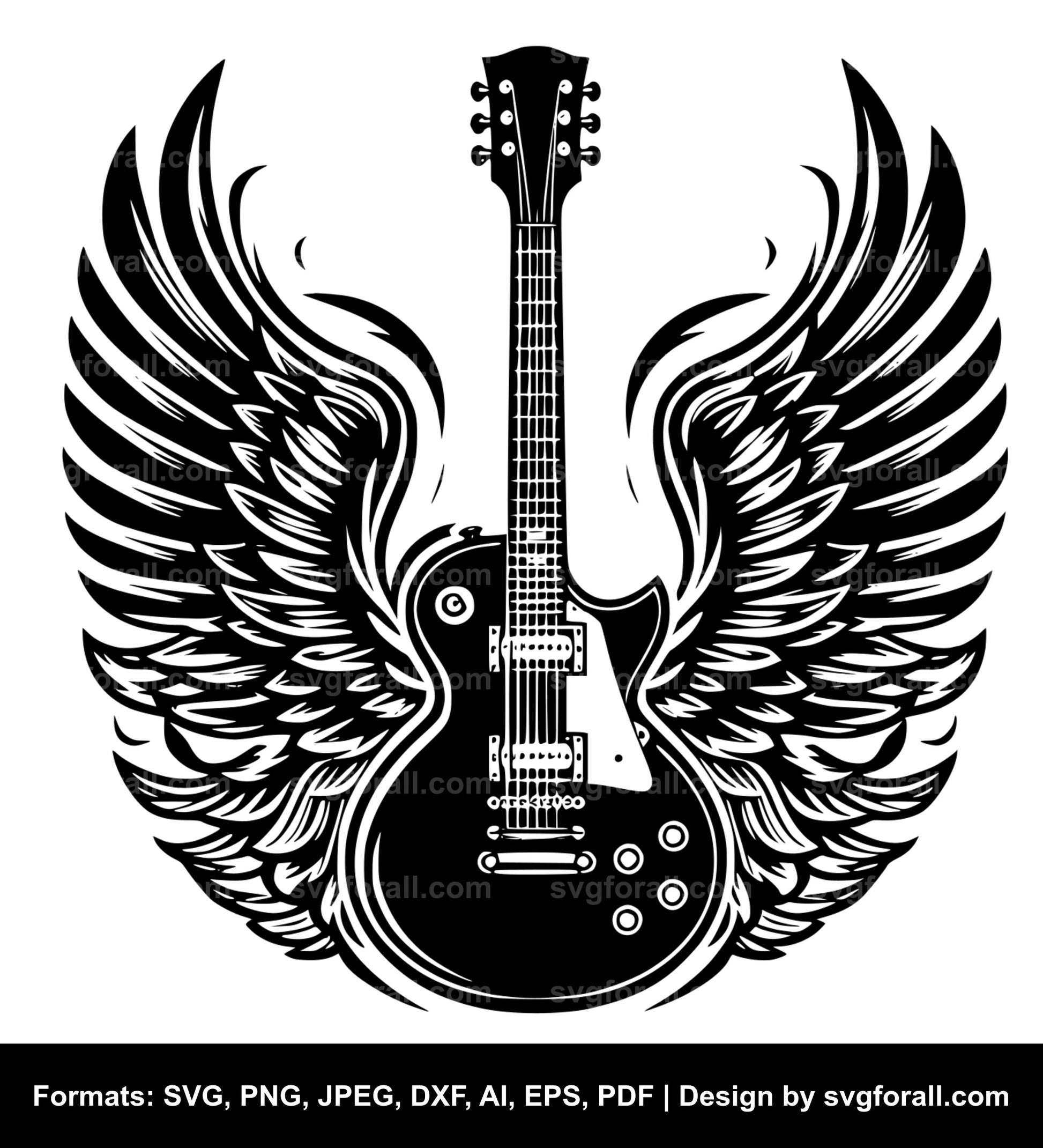 Guitar With Wings SVG PNG