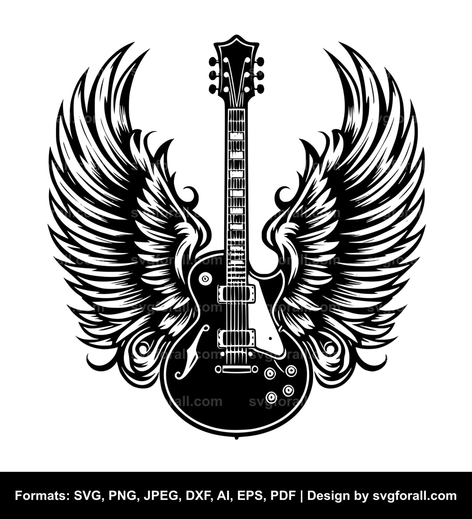 Guitar With Wings SVG Vector