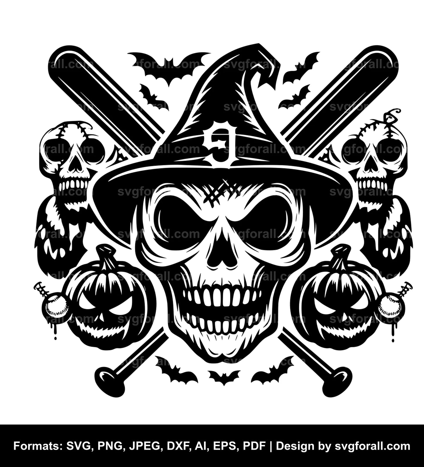 Halloween Baseball SVG Vector