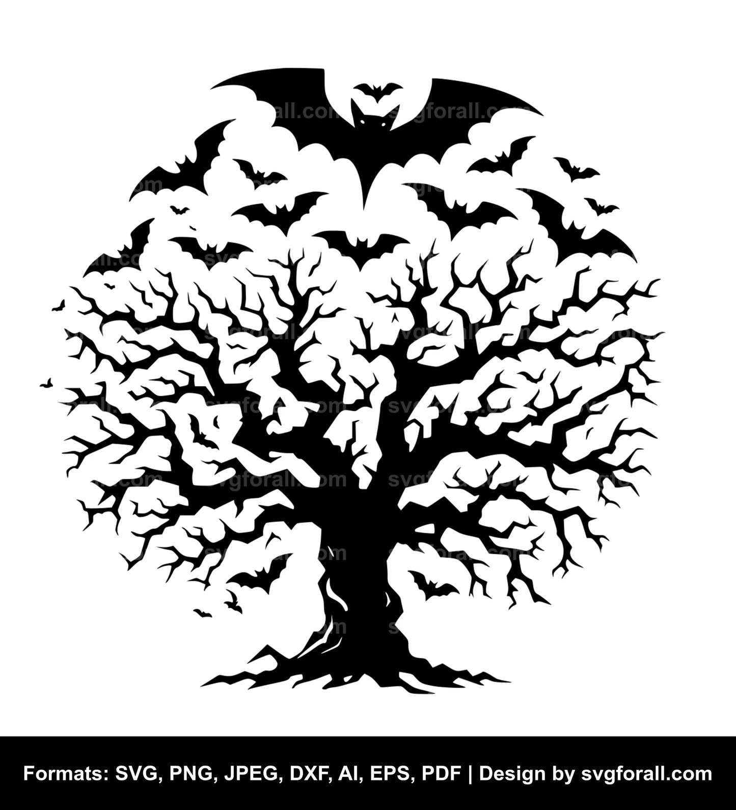 Halloween Bat Tree SVG