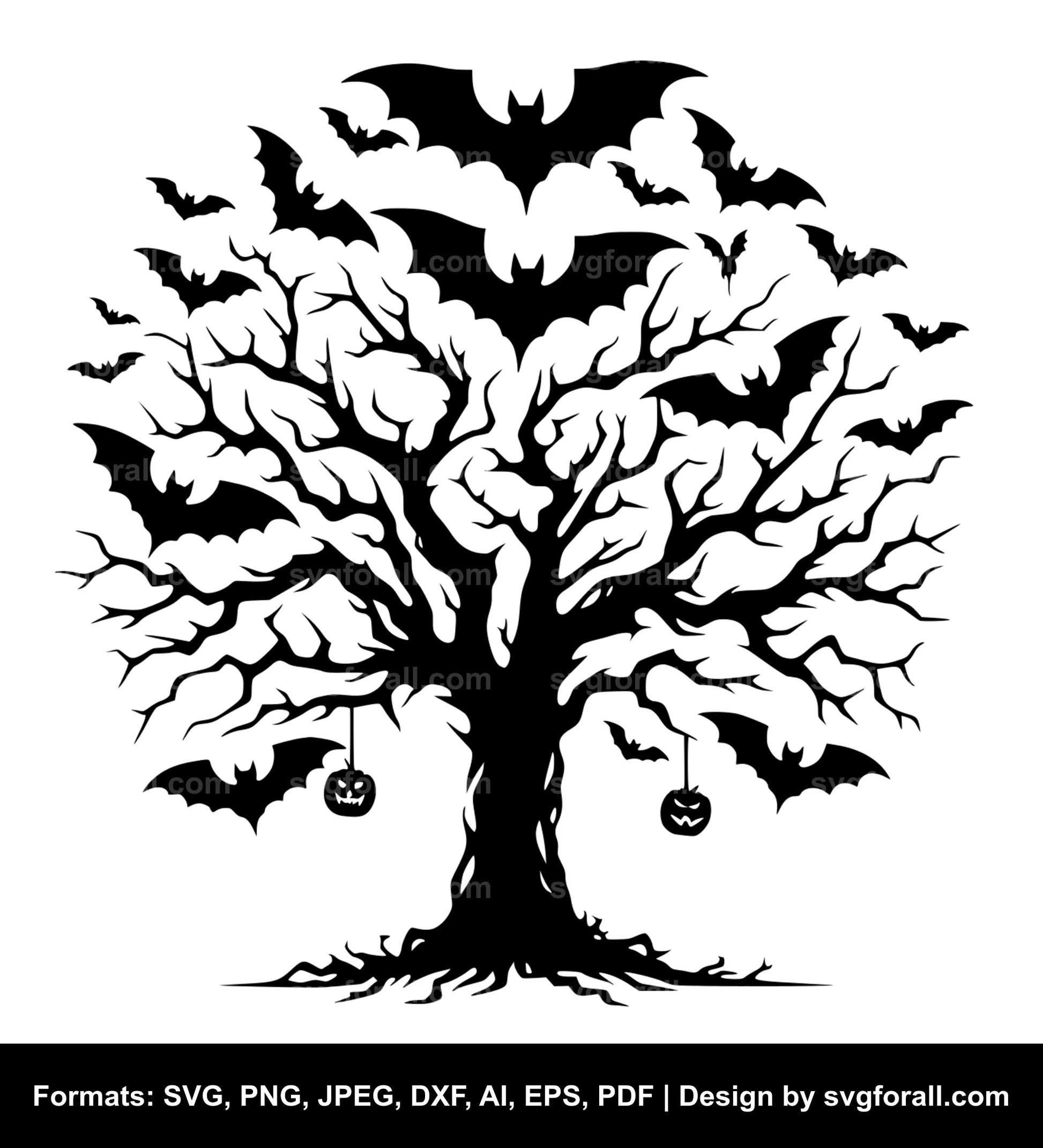 Halloween Bat Tree SVG Design