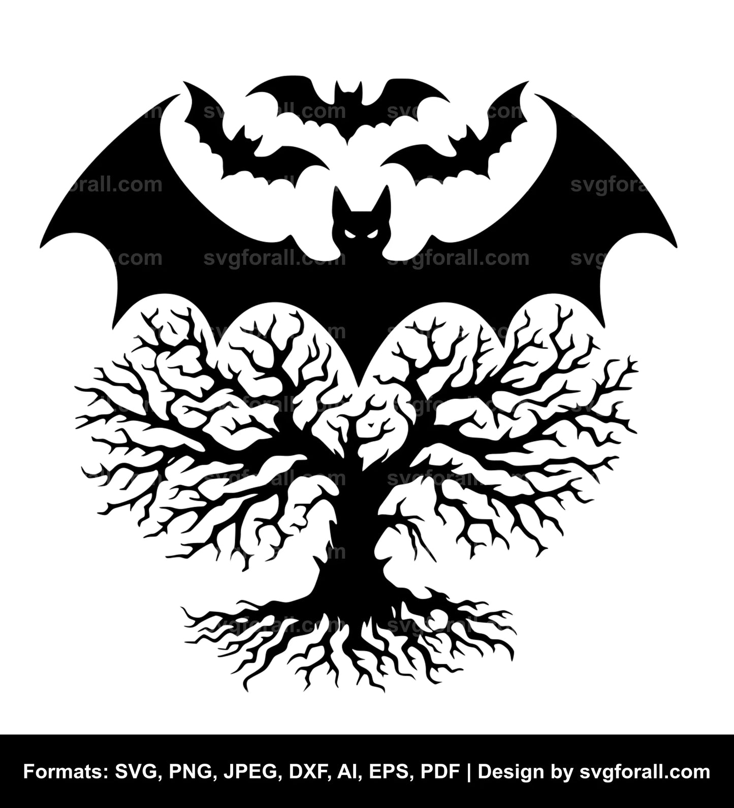 Halloween Bat Tree SVG File