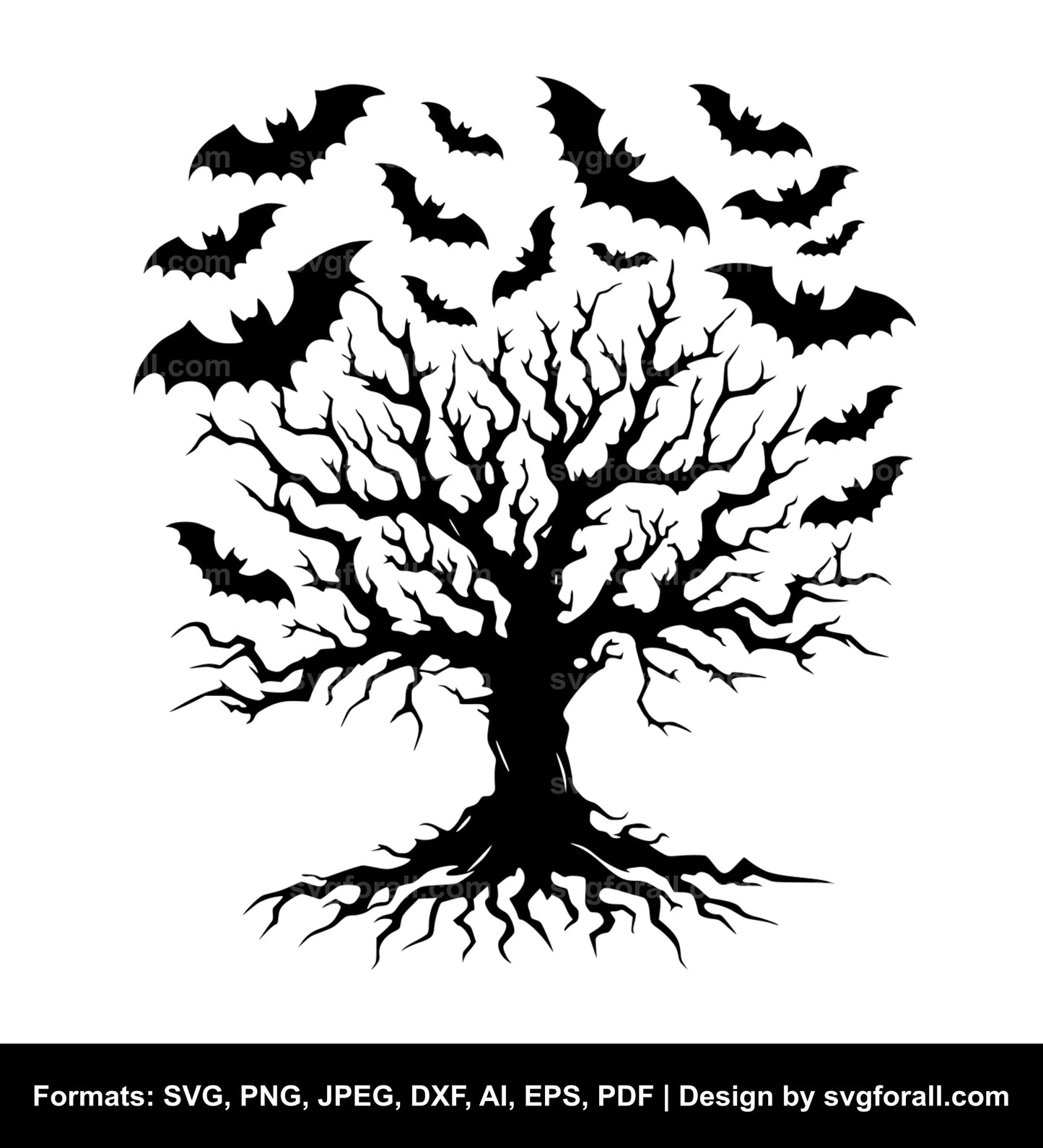 Halloween Bat Tree SVG Vector