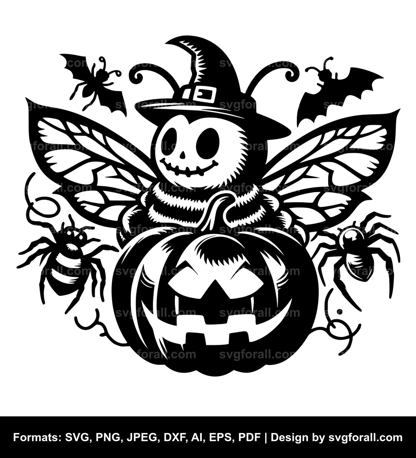 Halloween Bee Black SVG