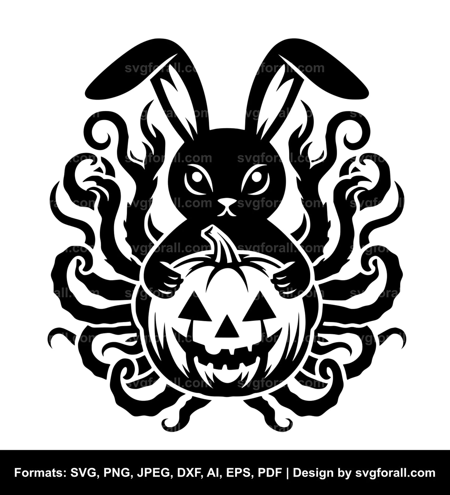 Halloween Bunny Black SVG