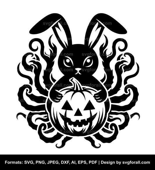 Halloween Bunny Black SVG