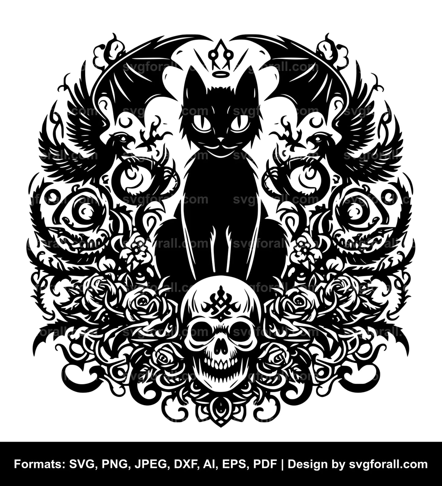 Halloween Cat Black SVG For Cricut