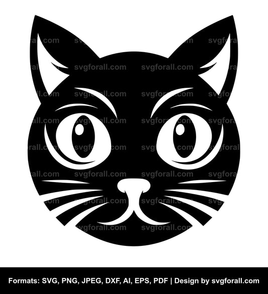 Halloween Cat Face SVG Clipart