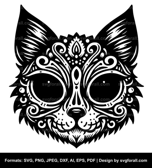 Halloween Cat Face SVG File