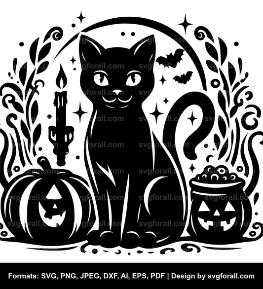 Halloween Cat SVG Vector For Diy Crafts