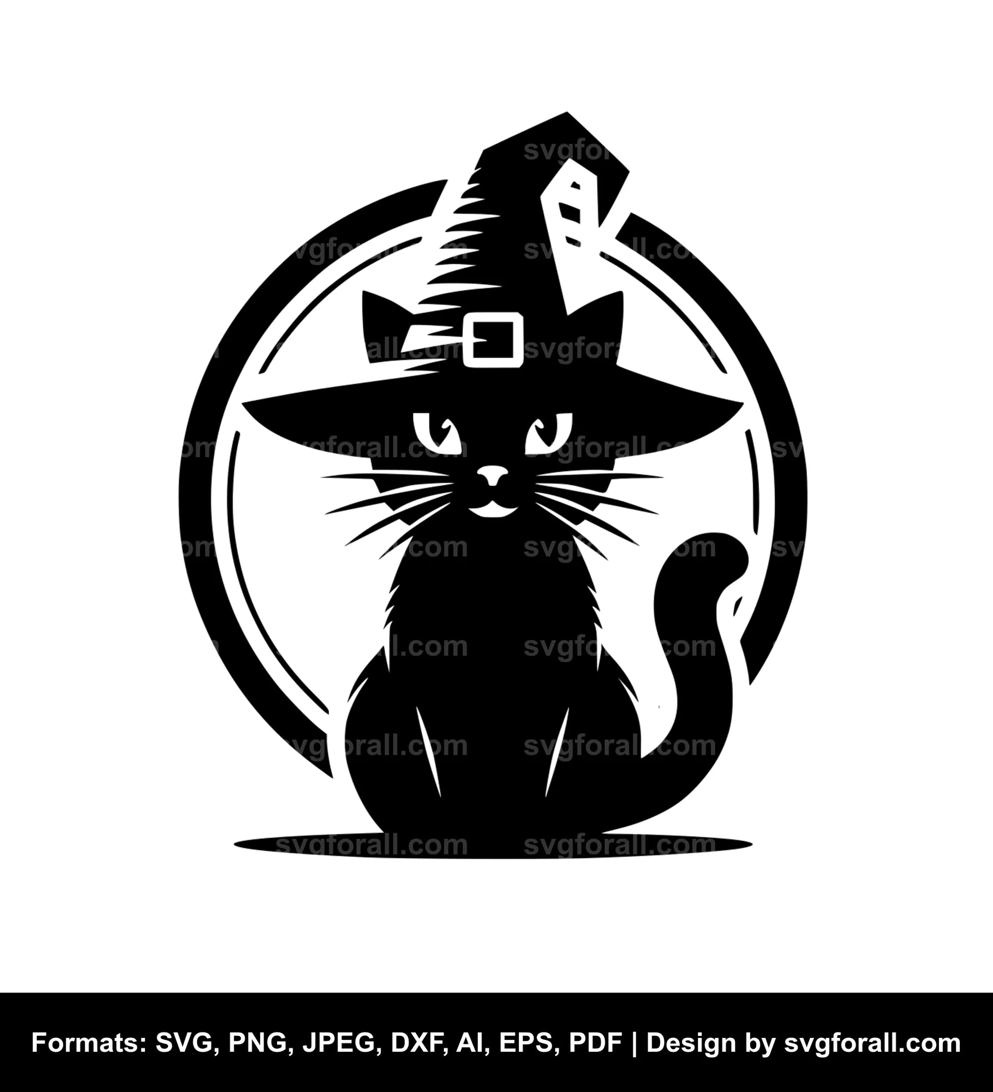 Halloween Cat With Witch Hat SVG