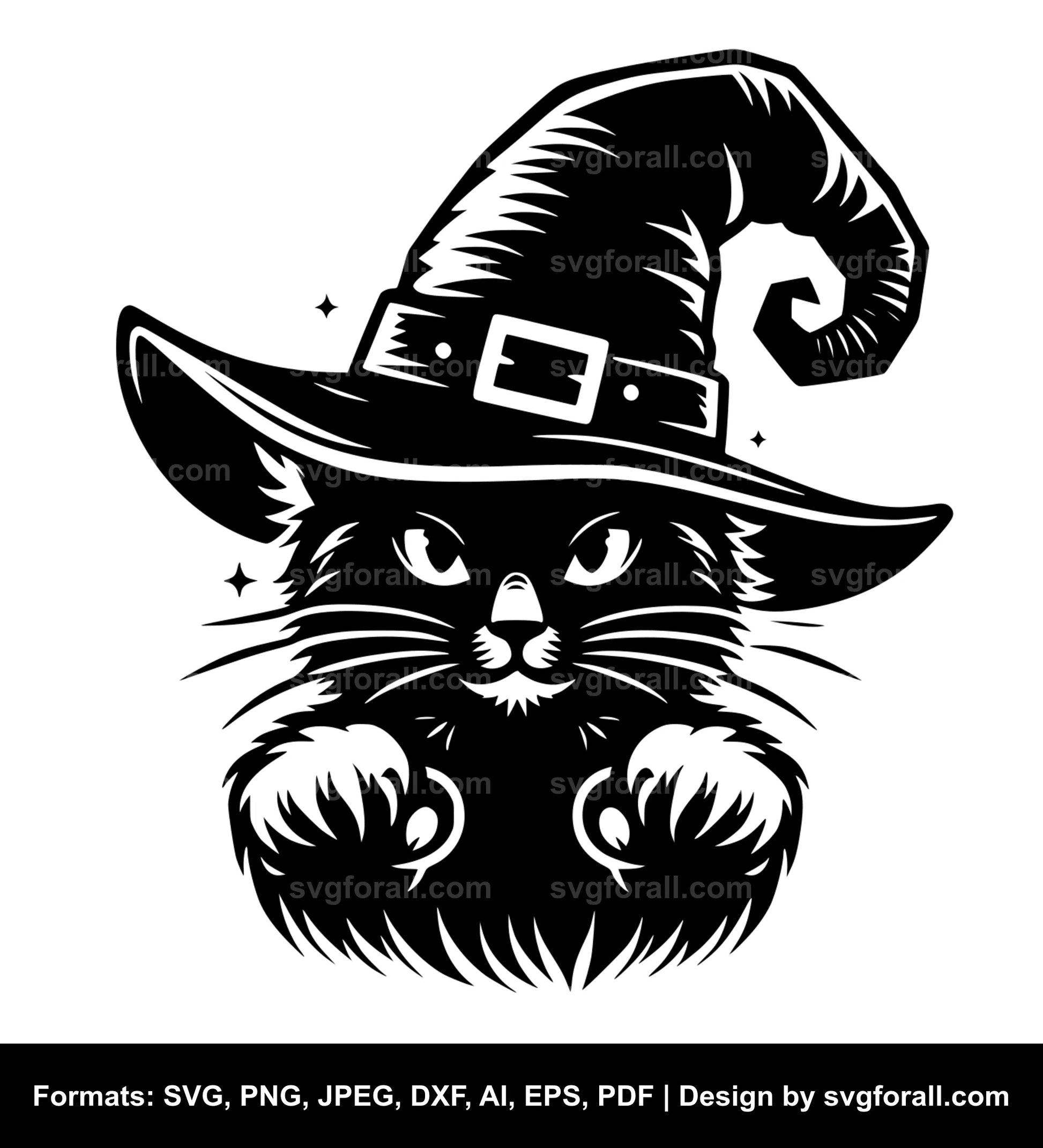 Halloween Cat With Witch Hat SVG File