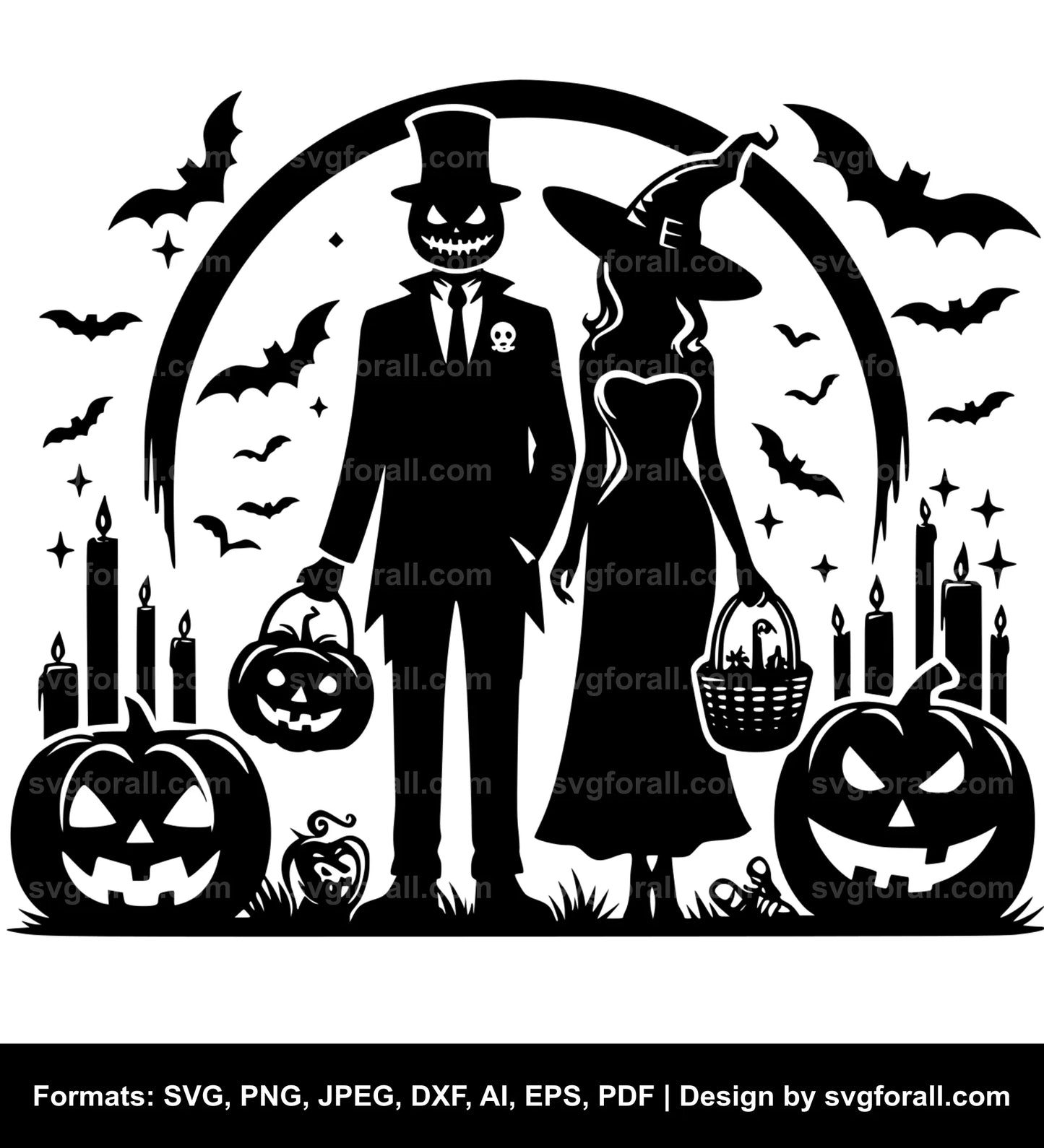 Halloween Couple Black SVG