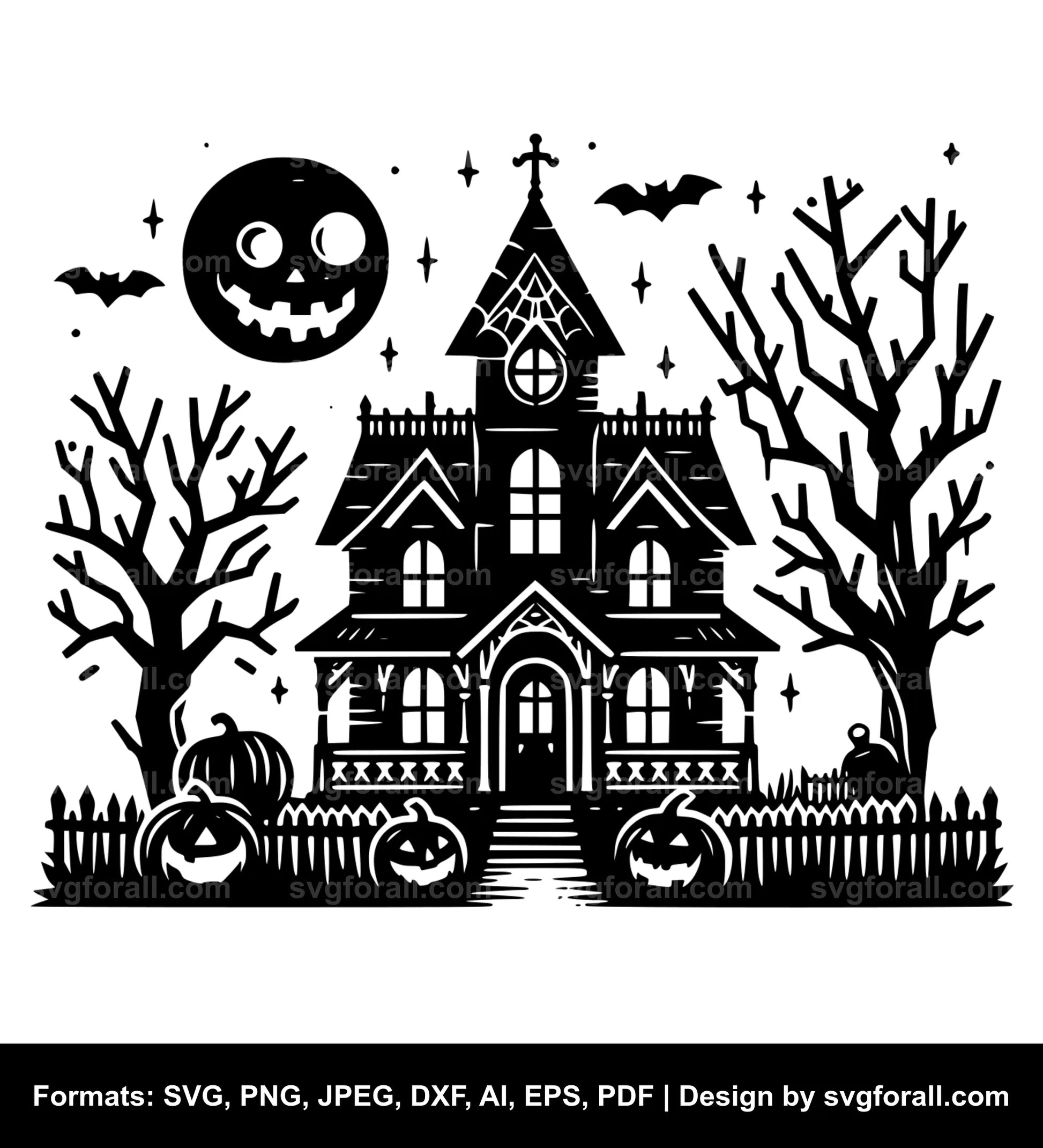 Halloween House Black SVG