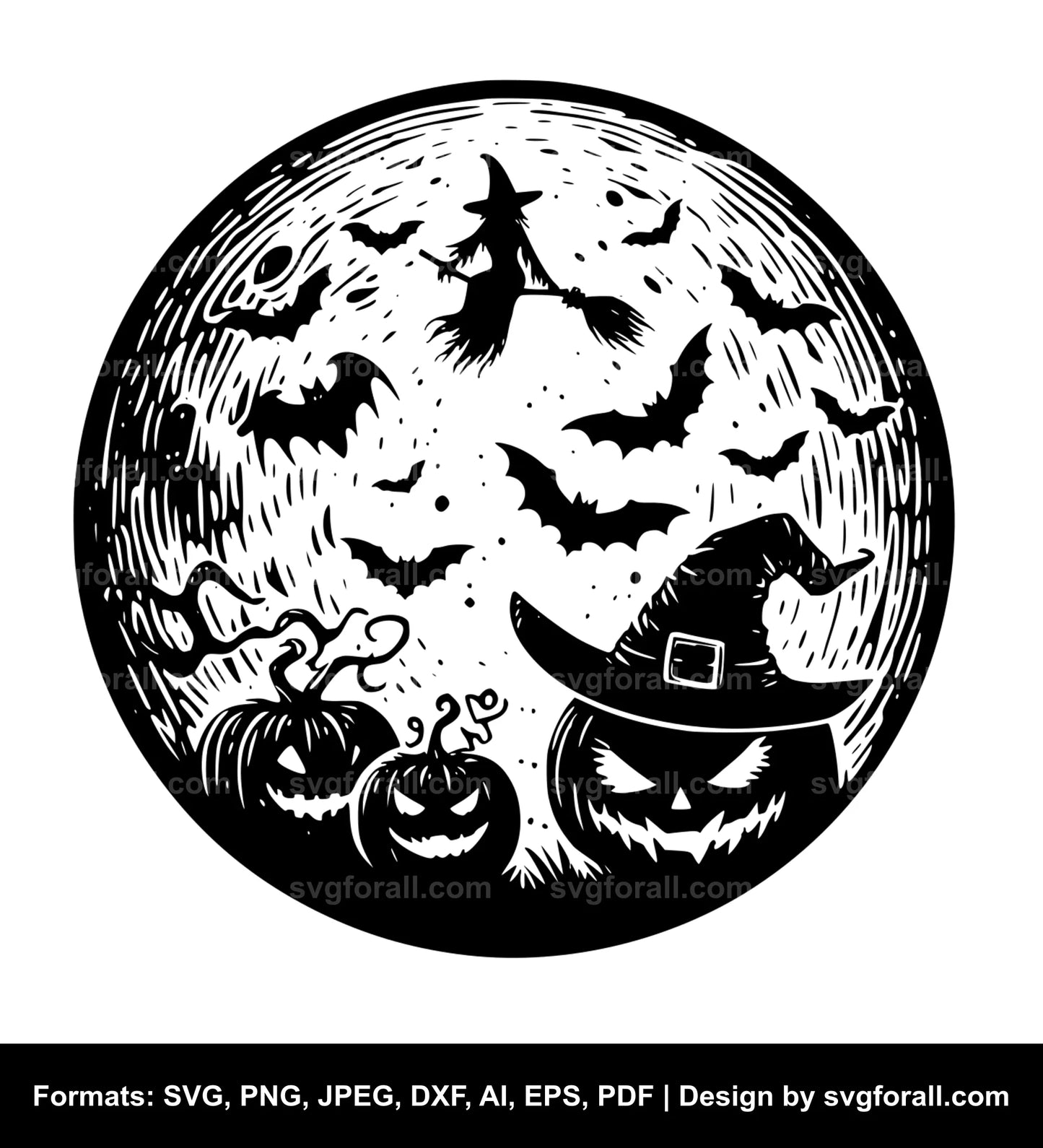 Halloween Moon SVG Vector