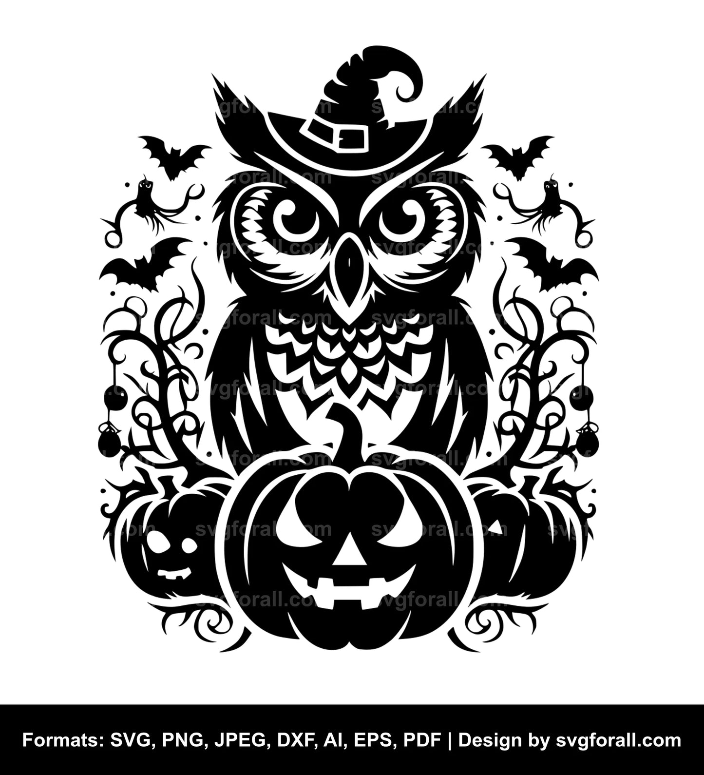 Halloween Owl Black SVG