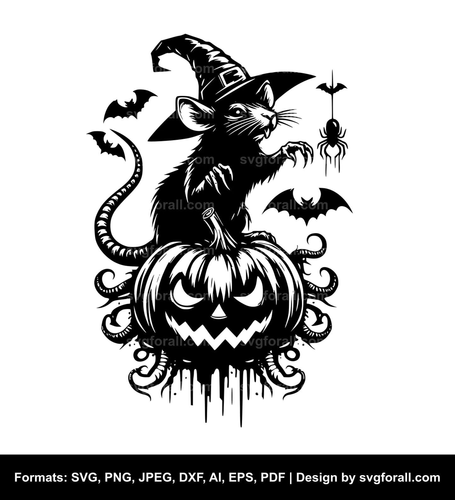 Halloween Rat Black SVG