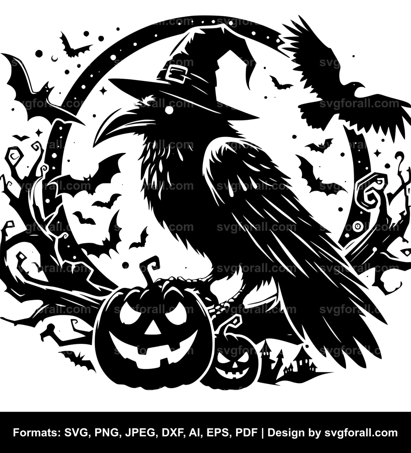 Halloween Raven Black SVG