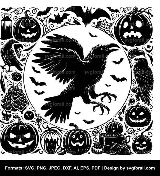 Halloween Raven SVG Vector