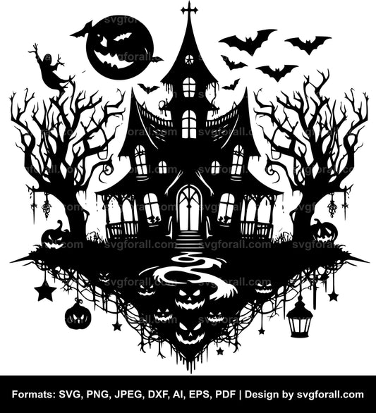 Halloween Spooky House SVG PNG