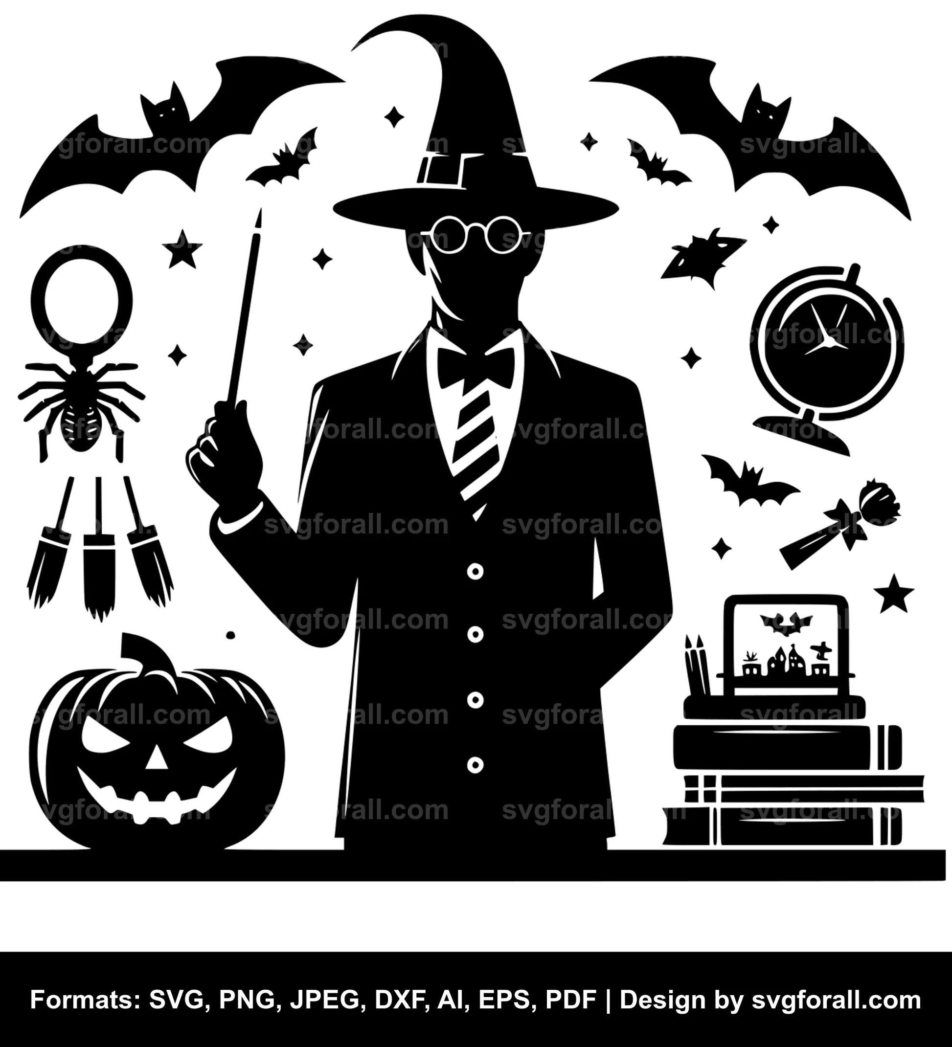 Halloween Teacher Black SVG