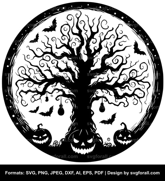 Halloween Tree Black SVG