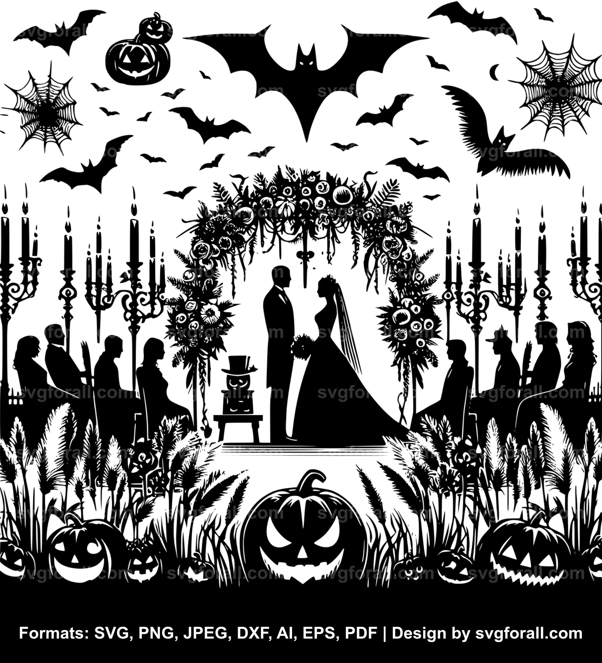 Halloween Wedding Black SVG