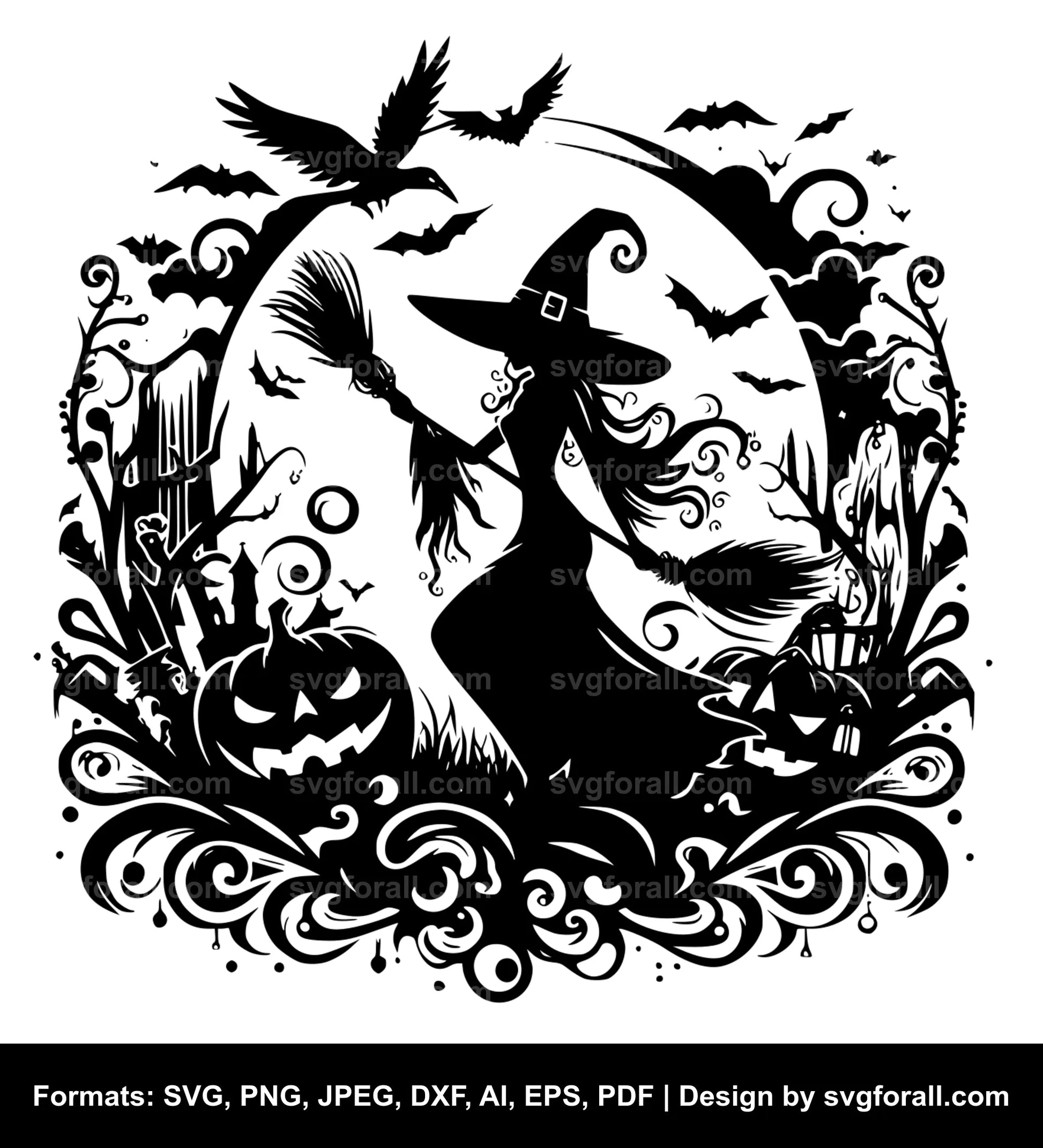 Halloween Witch Vector SVG