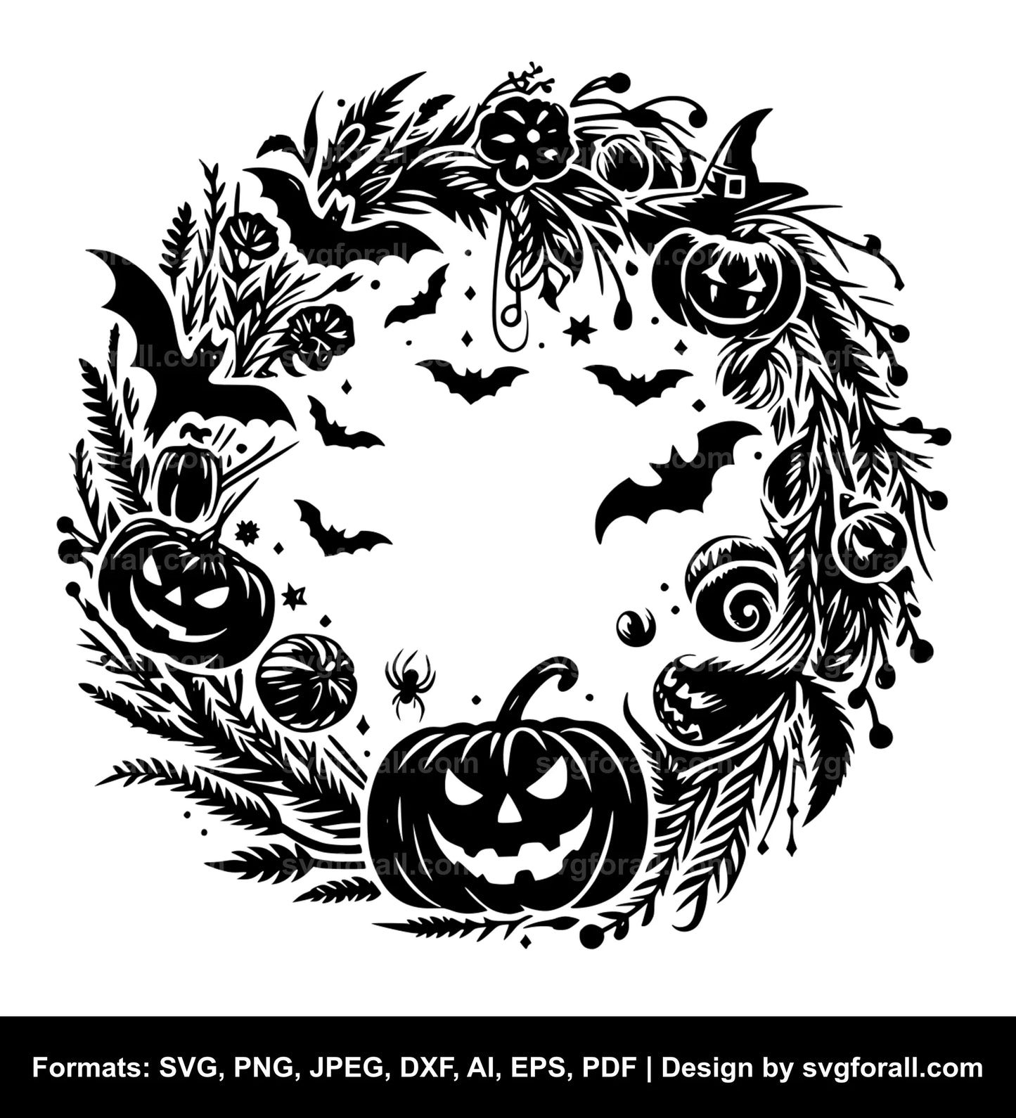 Halloween Wreath SVG Vector