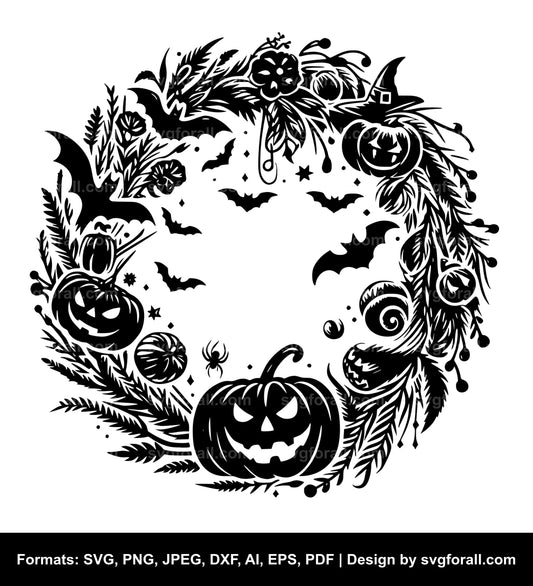 Halloween Wreath SVG Vector