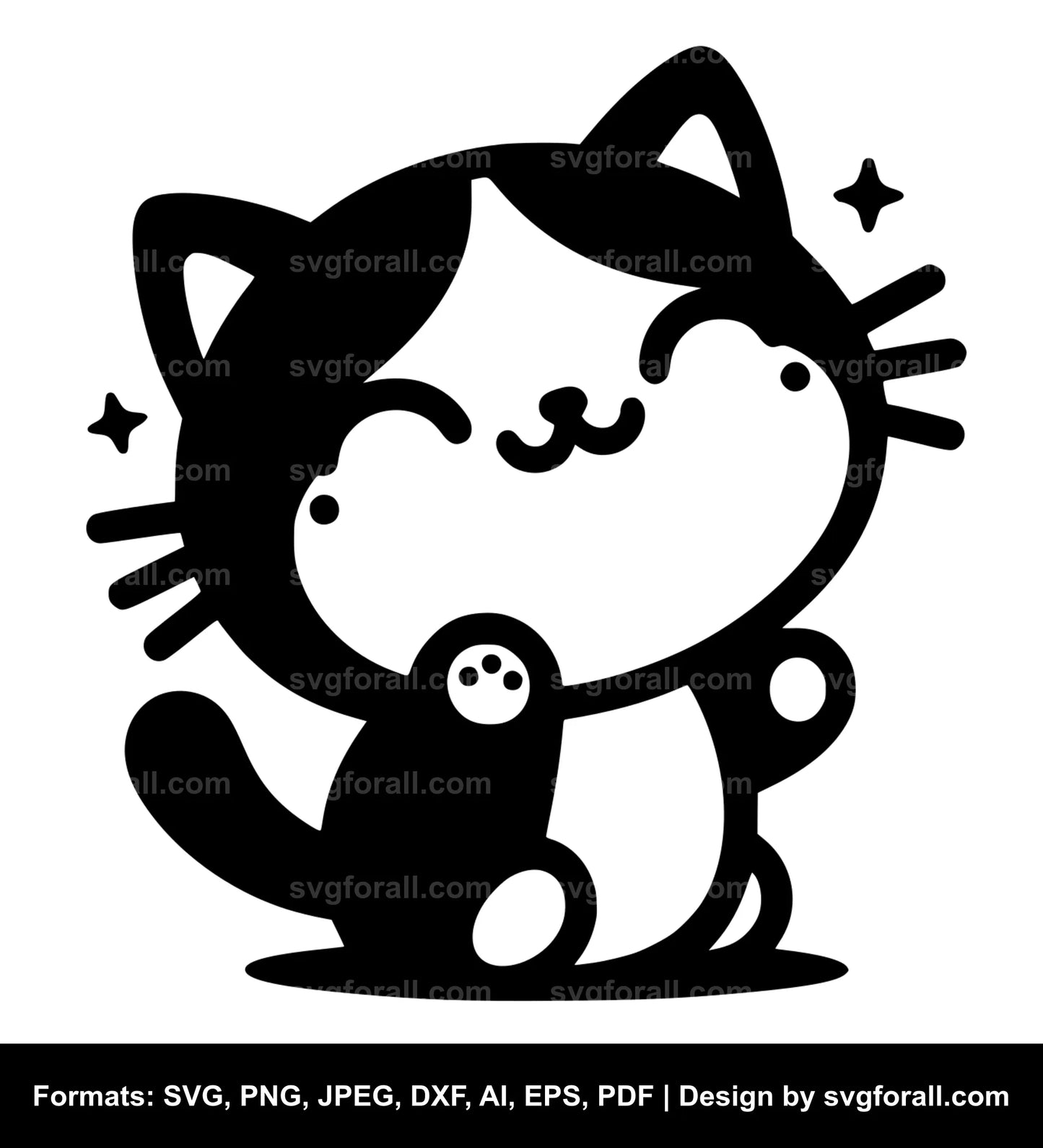 Happy Cat Black SVG