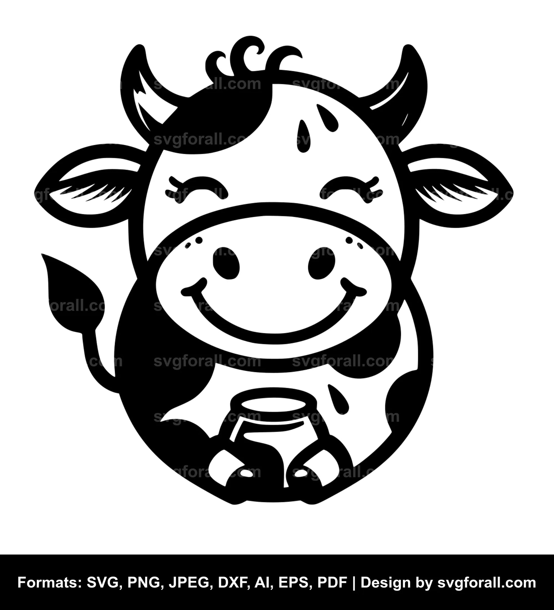 Happy Cow Black SVG