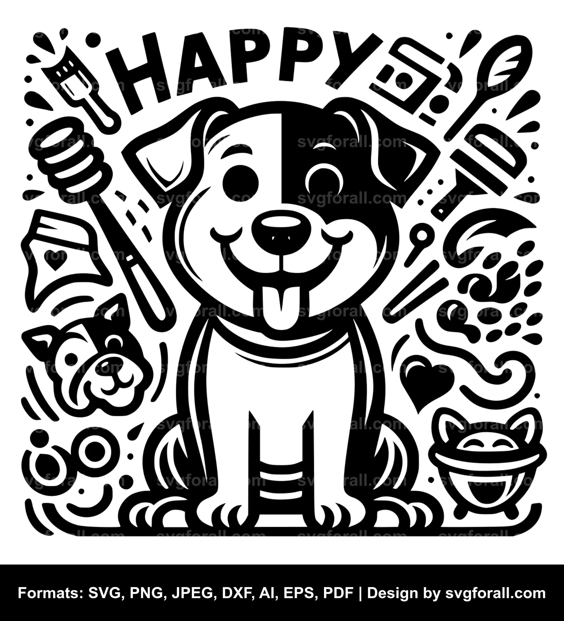 Happy Dog SVG PNG