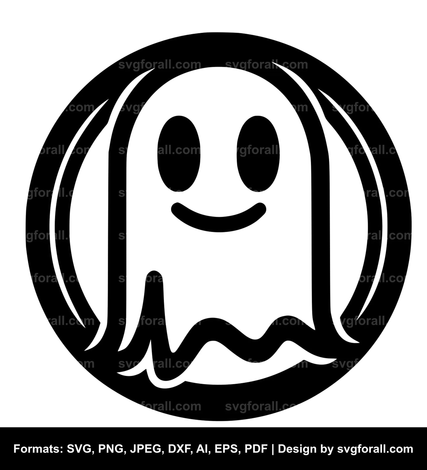 Happy Ghost Black SVG