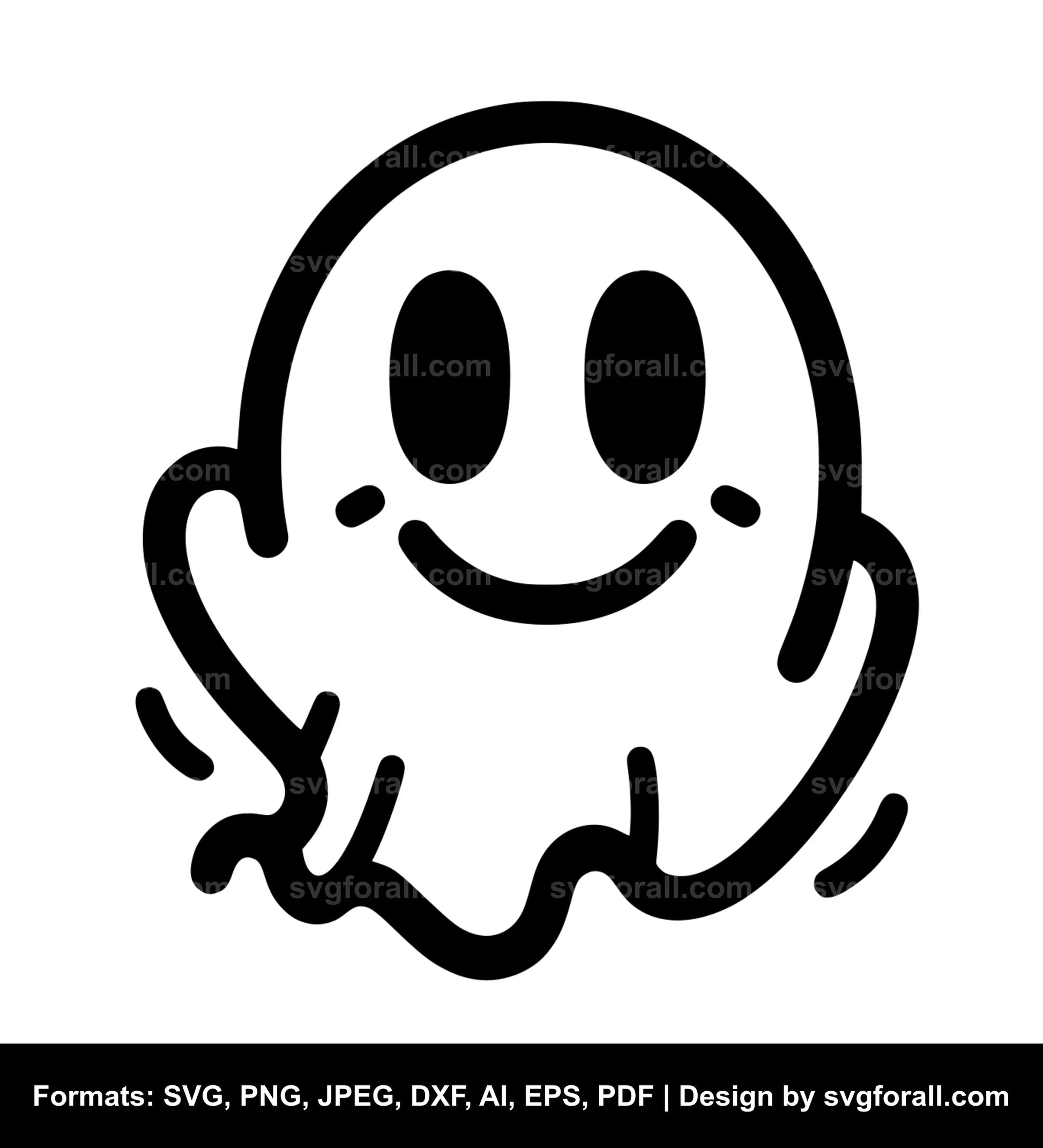 Happy Ghost Face Black SVG