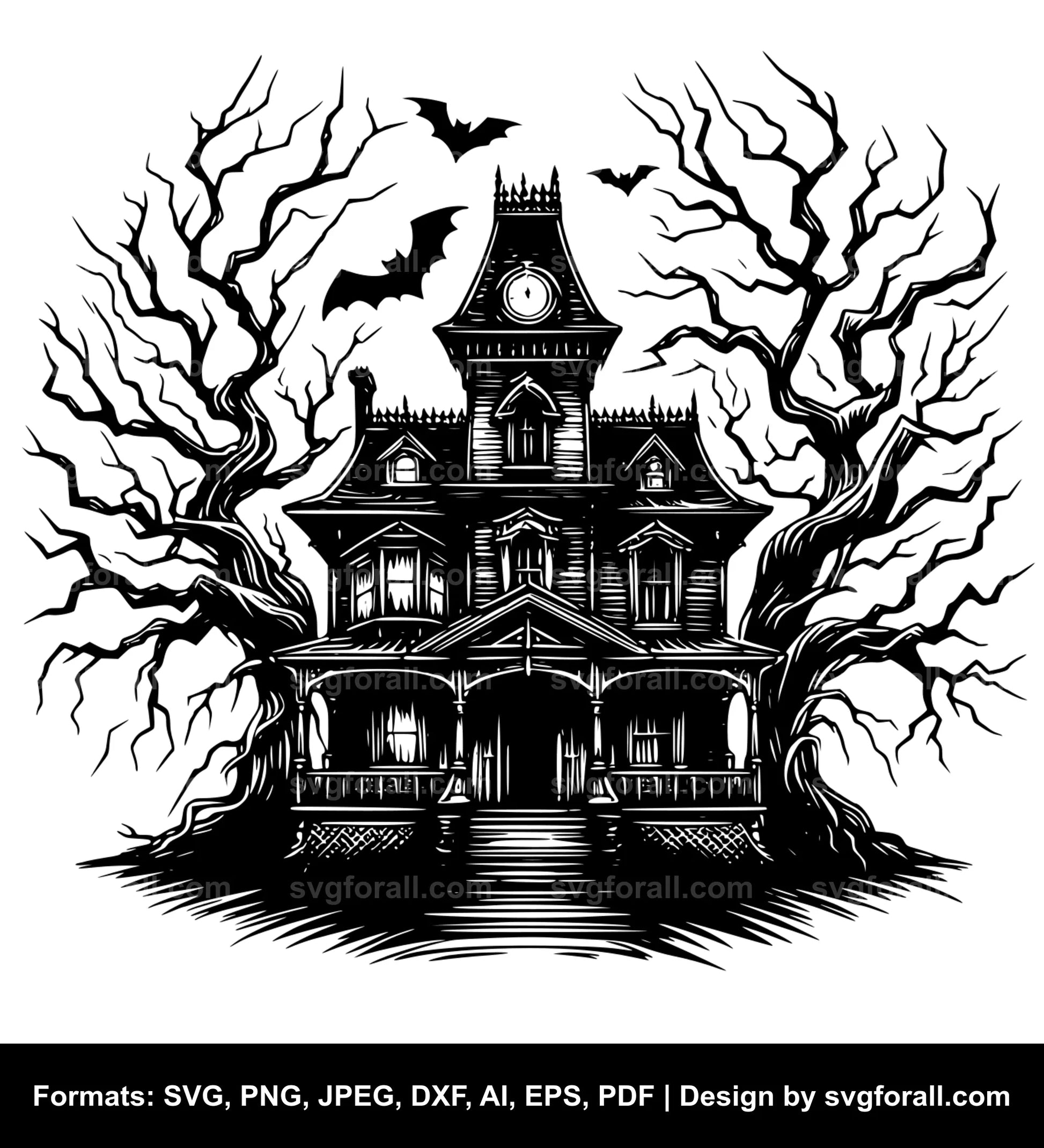 Haunted House Black SVG