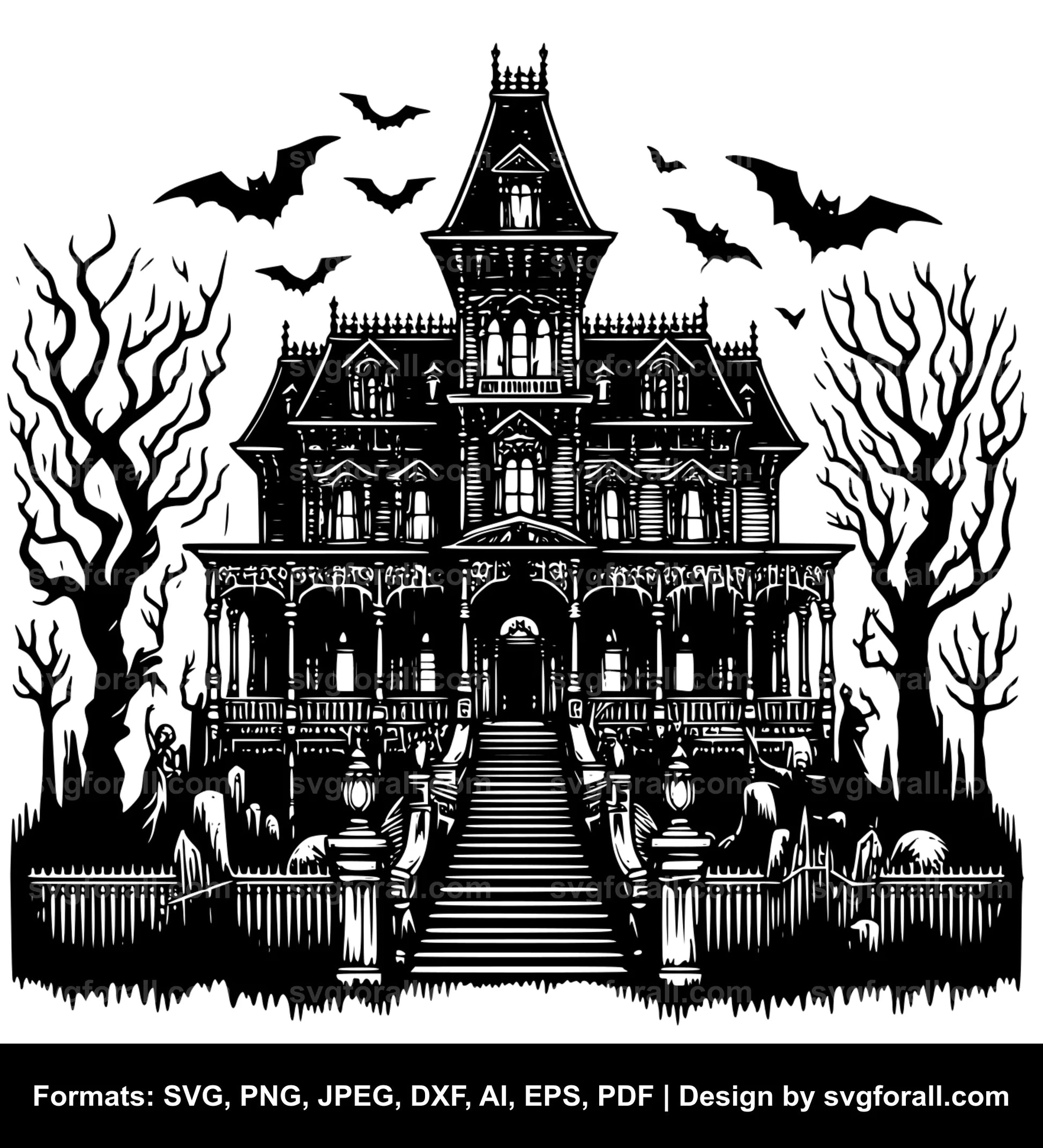 Haunted Mansion Black SVG