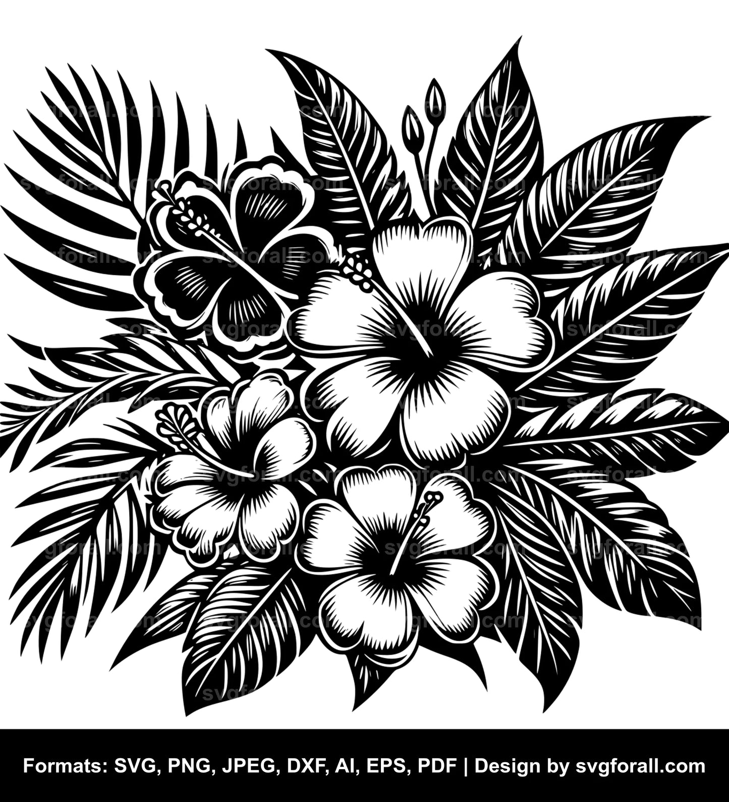 Hawaii Flower Black SVG