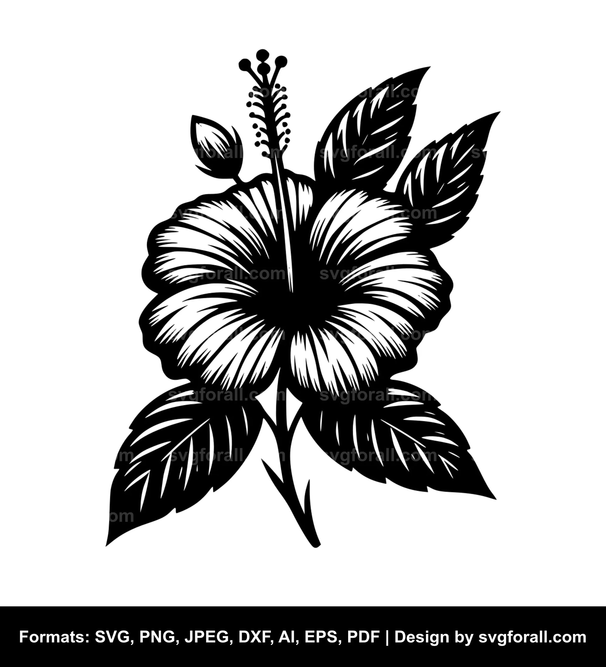 Hibiscus Flower Black SVG